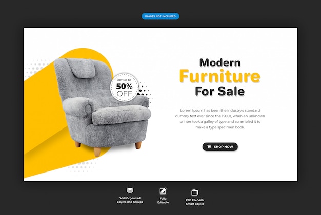 Furniture sale banner template 