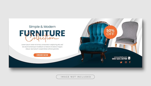 Furniture sale facebook cover photo or web banner template