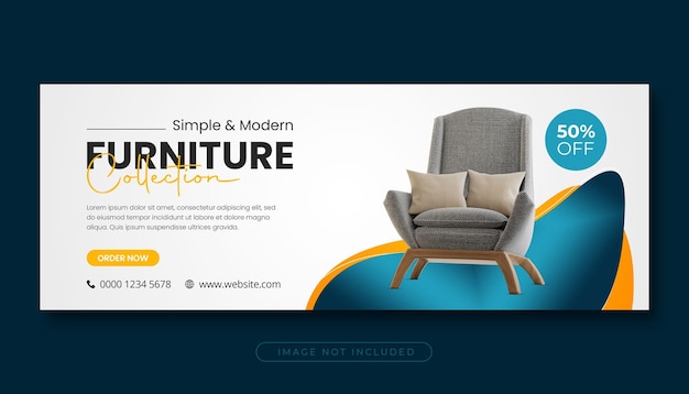 Furniture sale facebook cover or web banner template