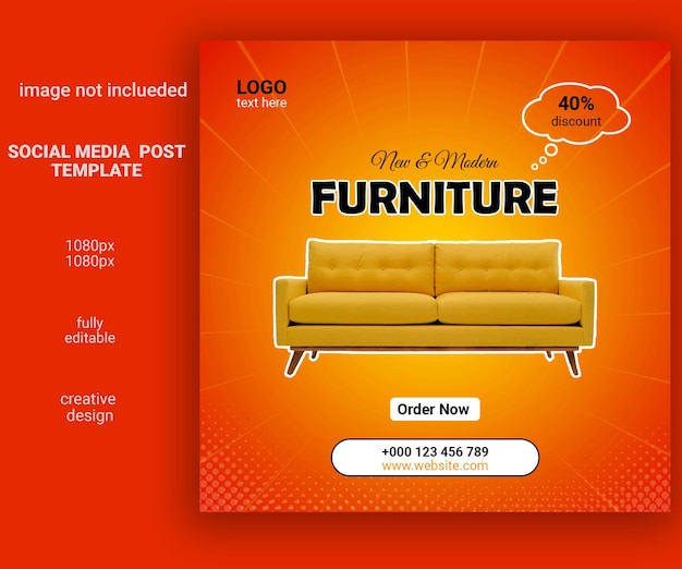 furniture sale inistagram and social media post template