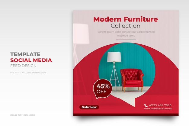 Furniture sale instagram post and social media template