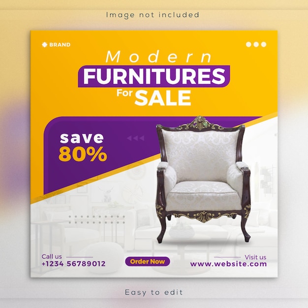 Furniture sale social media banner template Modern Instagram post design