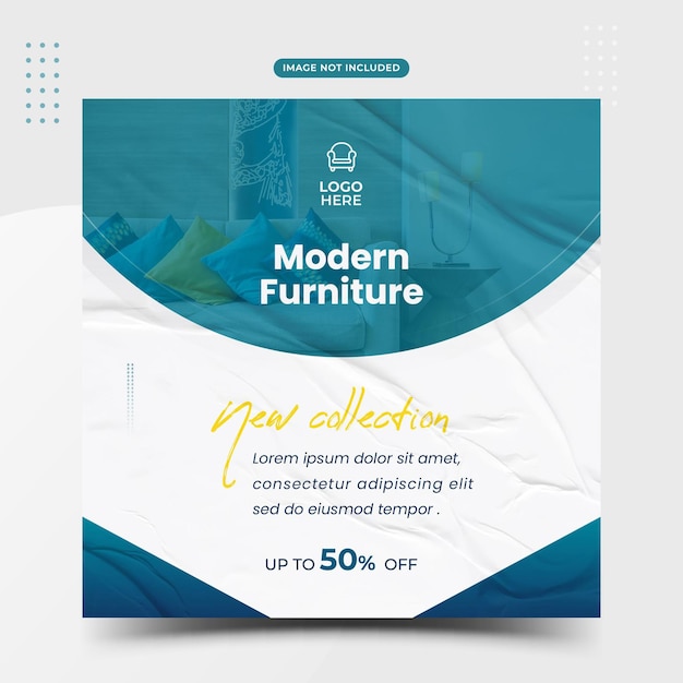 Furniture sale social media and instagram post template banner interior design home square flyer