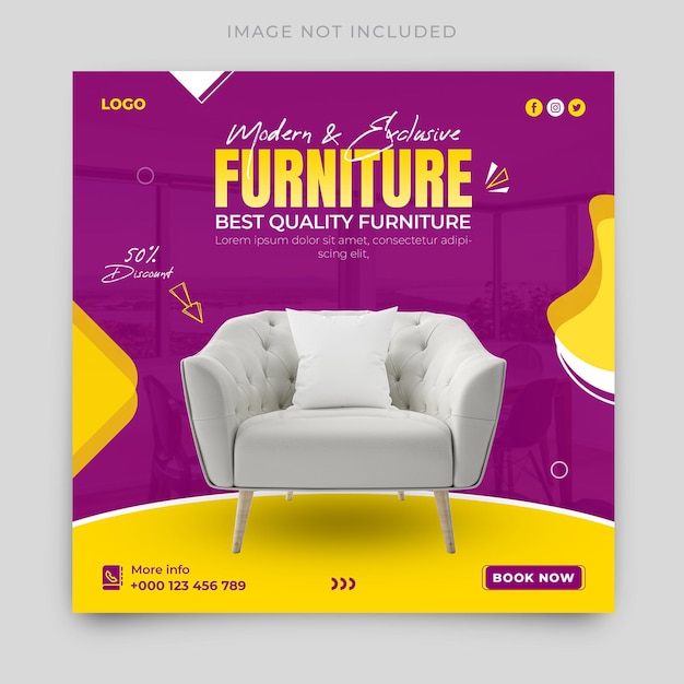 Furniture sale social media post banner template