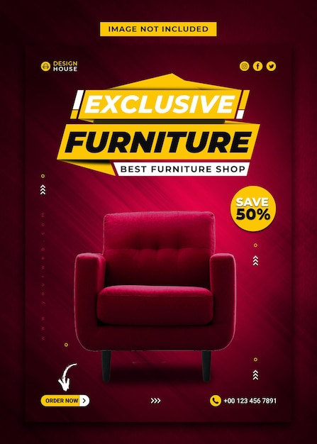 Furniture sale social media post and flyer template