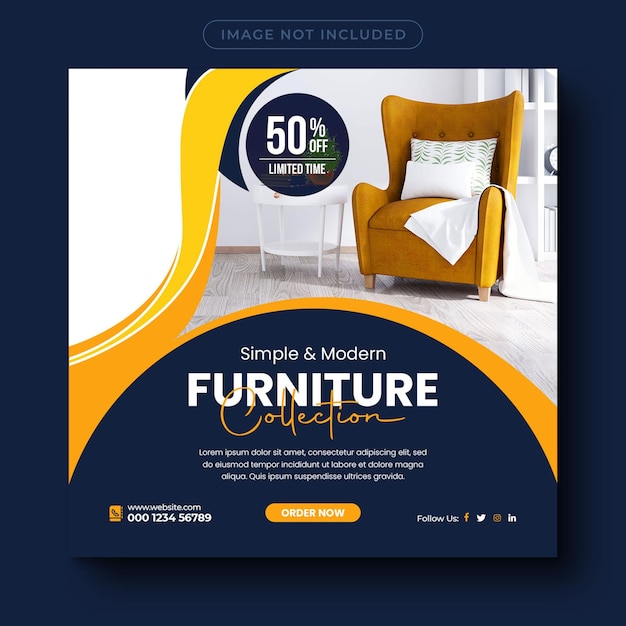 Furniture sale social media post and instagram post banner template