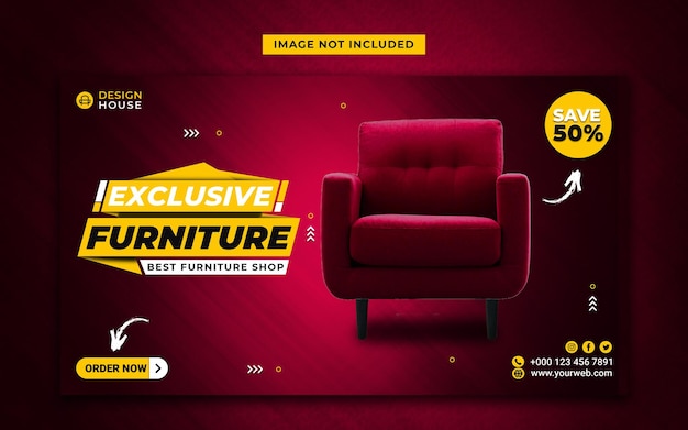 Furniture sale social media post and web banner template