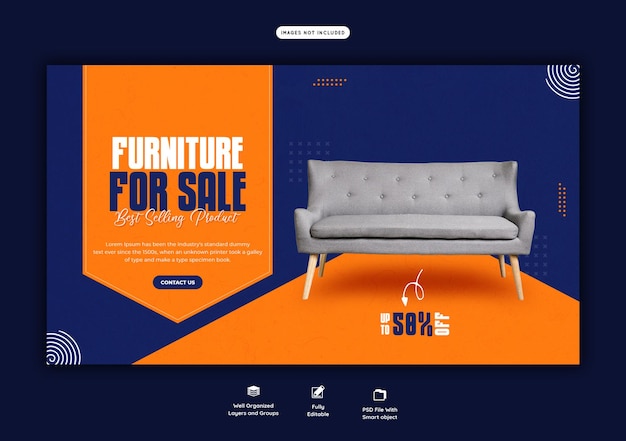 Furniture sale web banner template