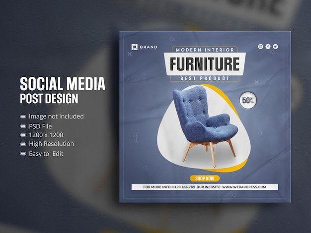 Furniture social media instagram post template design