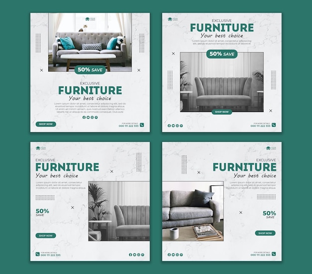 furniture social media post template design