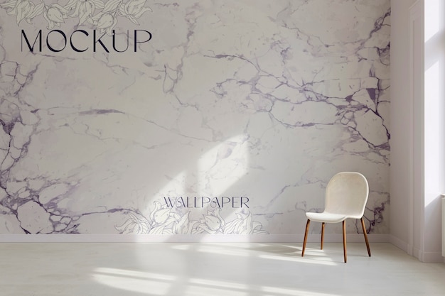 PSD furniture with artistic wallpaper design mockup