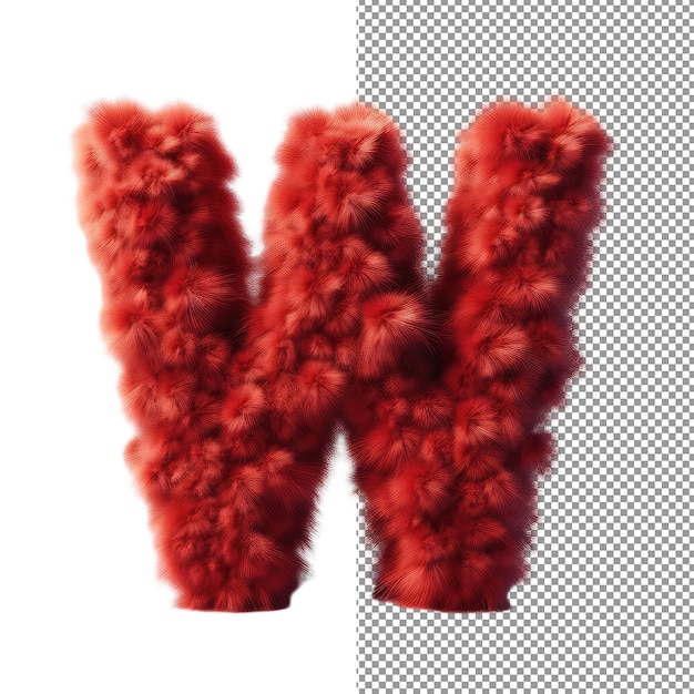 Furry Font Extravaganza 3D Letter with Luxurious Fur Textures on PNG