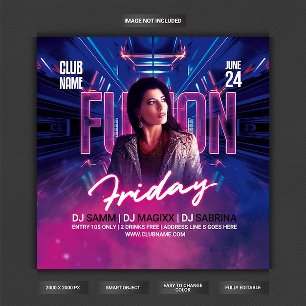 Fusion friday club party flyer