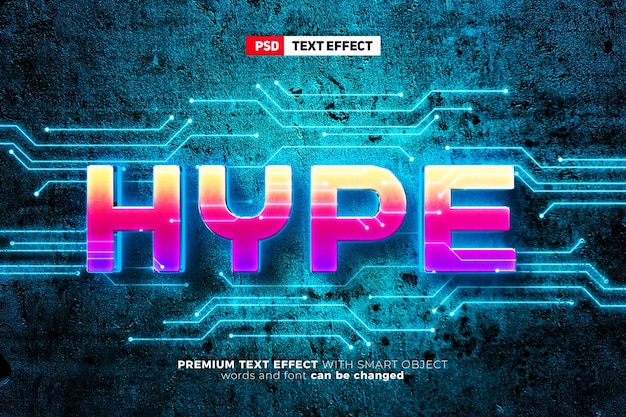 Future hype light glow 3d editable text effect wall logo mockup