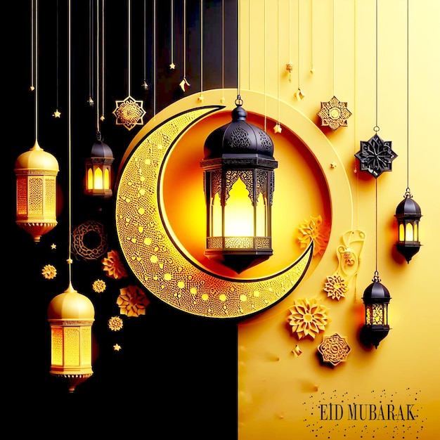 Futuristic eid al adha mubarak banner design background