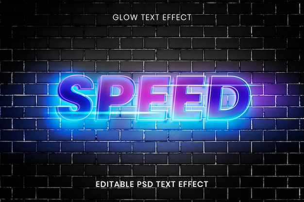 Futuristic glow text effect psd editable template