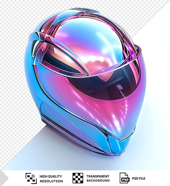 PSD futuristic helmet with a blue and pink gradient on a transparent background