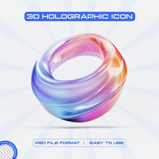 PSD futuristic holographic ring icon graphic design concept