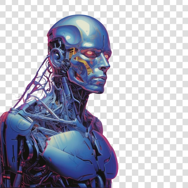 Futuristic humanoid robot with circuitry