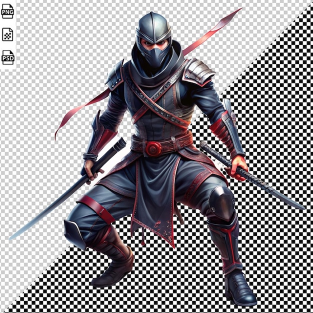 futuristic ninja on transparent background