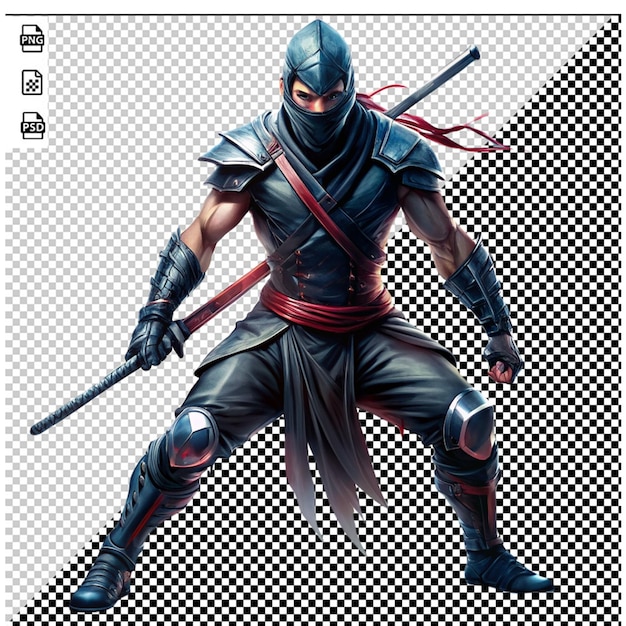 futuristic ninja on transparent background