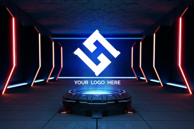 Futuristic pedestal for logo mockup