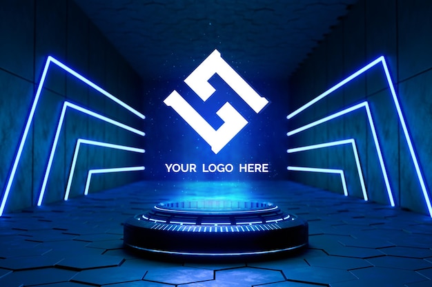 Futuristic pedestal for logo mockup