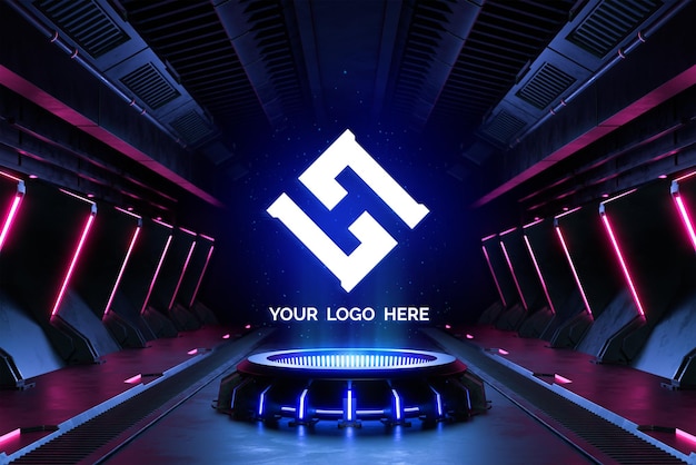 Futuristic pedestal for logo mockup