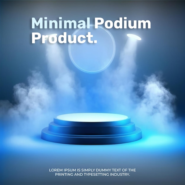 PSD futuristic podium stage display mockup product presentation neon light scene for product display