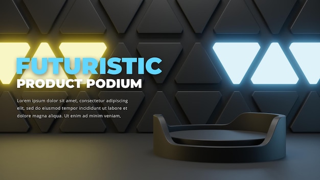 Futuristic podium stage template, 3d rendering