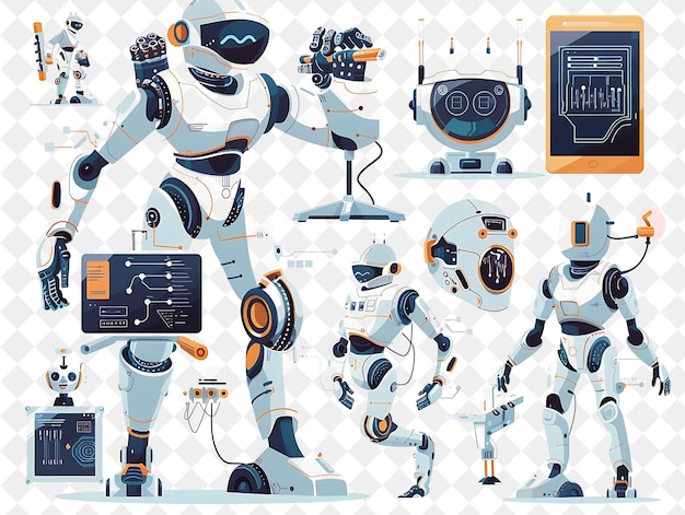 Futuristic Robotics Engineer With Characters Building and Pr PNG People in Daily Work Illustration