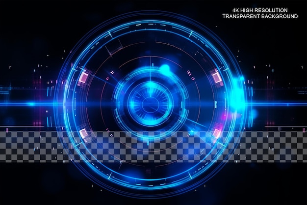 Futuristic SciFi glowing HUD circle element Abstrac on transparent background