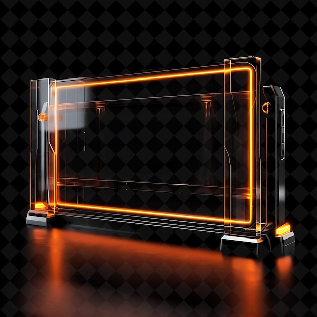 Futuristic Sliding Gate With Motion Sensors and Orange Neon PNG Y2K Shape Neon Color Collection