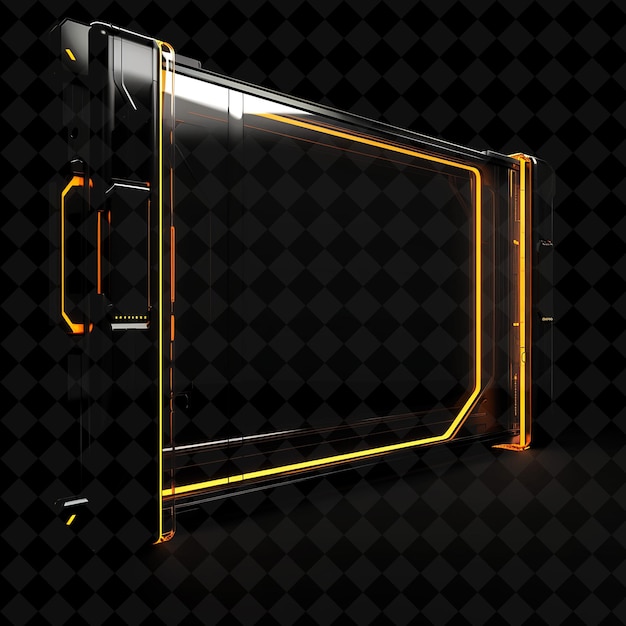 Futuristic Sliding Gate With Motion Sensors and Orange Neon PNG Y2K Shape Neon Color Collection