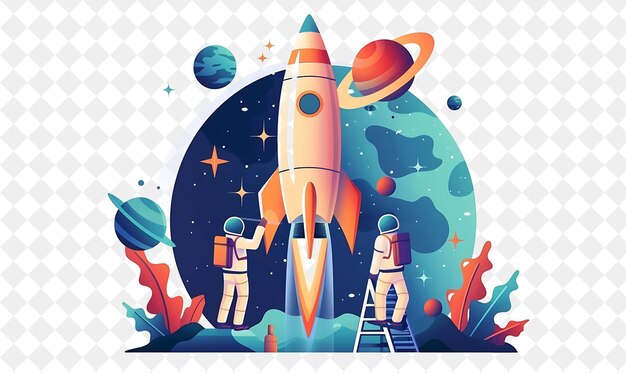 Futuristic Spaceship With Astronaut Characters Having a Spac People Life Style Flat Illustration