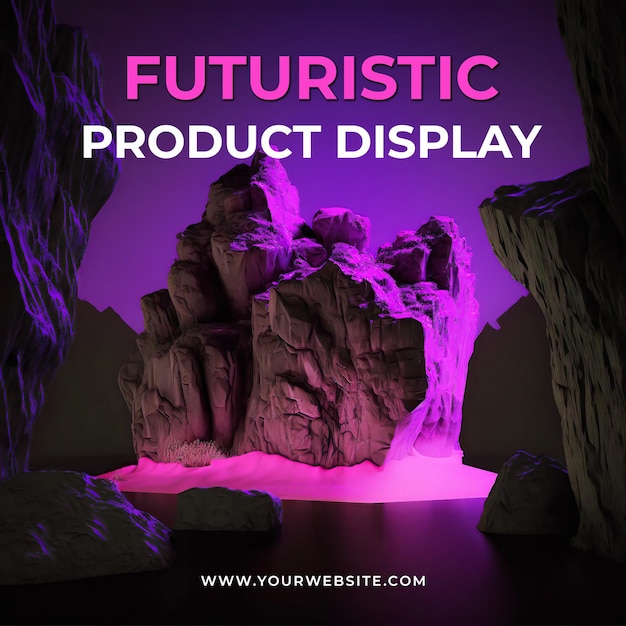 futuristic stone podium stage display mockup product presentation , scene product display showcase