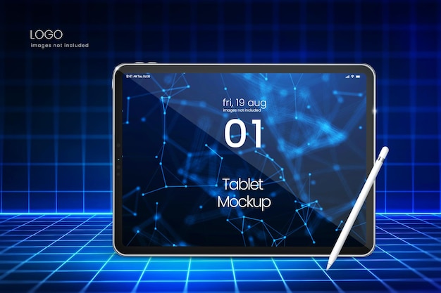 Futuristic Tablet screen mockup for app designs and website mockups