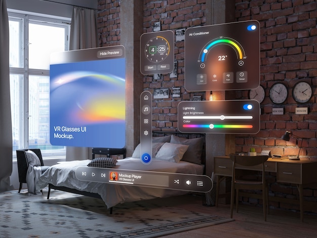 PSD futuristic technology projection mockup