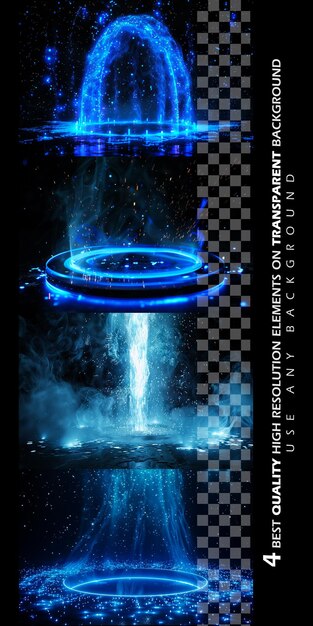 PSD futuristic teleport magic fantasy portal with light effects on transparent background