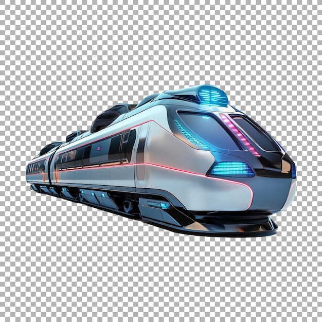 PSD futuristic train on transparent background ai generated