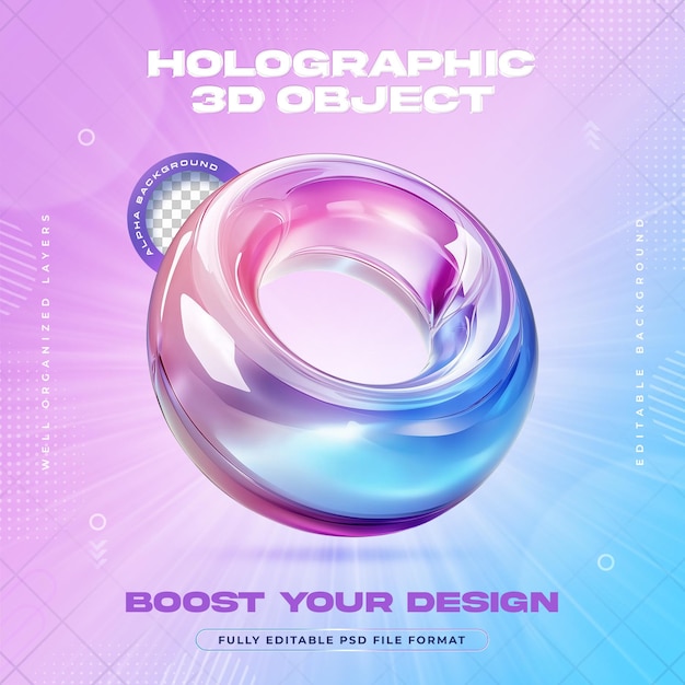 Futuristic Vibrant Holographic Iridescent Ring Shapes Illustration