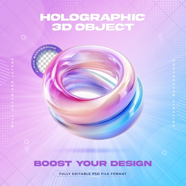 Futuristic Vibrant Holographic Iridescent Spring Coil Illustration