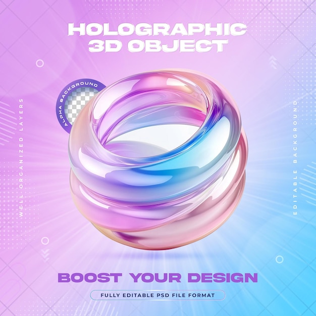 Futuristic Vibrant Holographic Iridescent Spring Coil Shapes Illustration