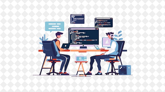 Futuristic Web Developer With Characters Coding and Designin PNG People in Daily Work Illustration