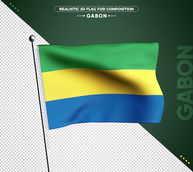 Gabon 3d flag with realistic texture