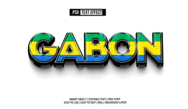 Gabon flag text effect psd template