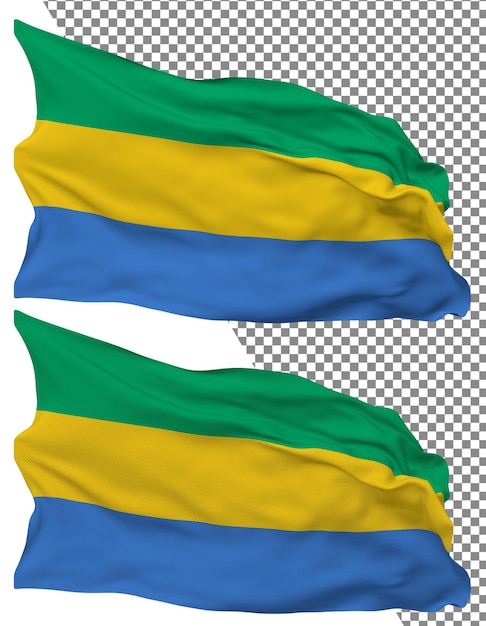 Gabon flag wave isolated plain bump texture transparent background 3d rendering