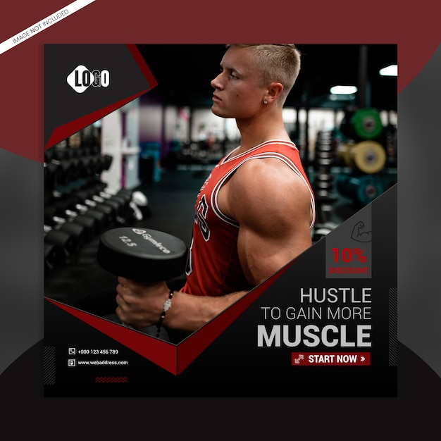 Gain More Muscle Social Media Banner Template