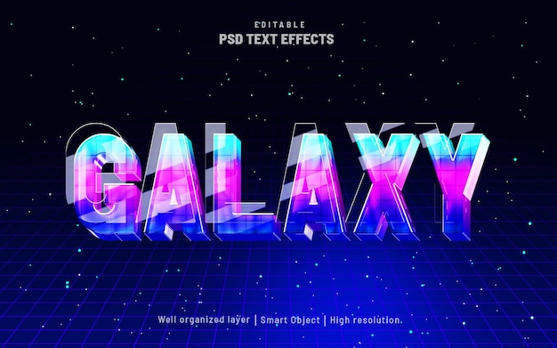 Galaxy glass editable text effect style