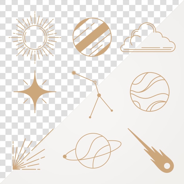 PSD galaxy png stickers pastel collage element set on transparent background